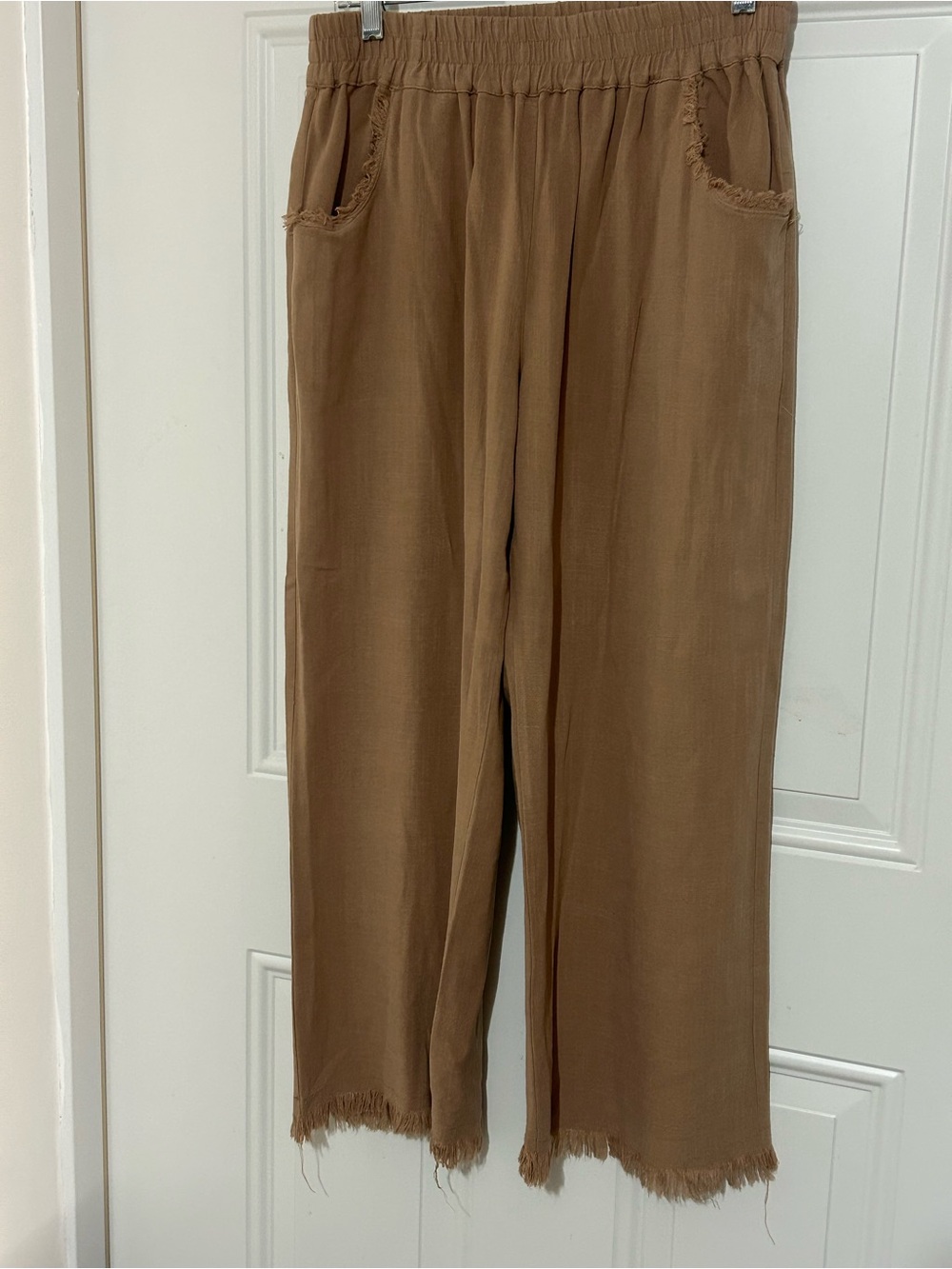 Umgee Brown Elastic Waist Casual Chinos